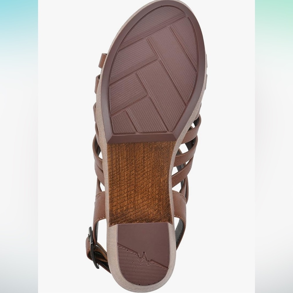 WHITE MOUNTAIN Alliance Dark Brown Faux Wood Chunky Heeled Sandals NIB - Picture 6 of 11